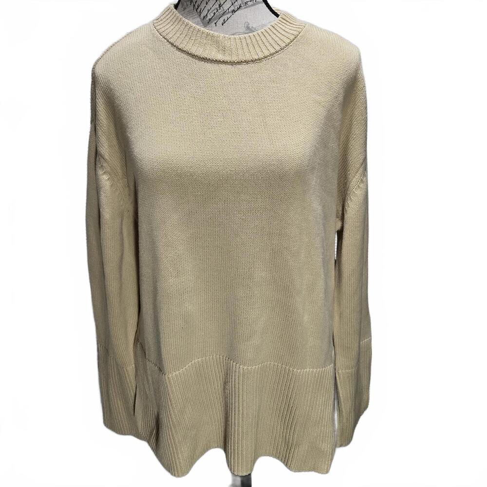 NWT Gap Womens Crew Neck knit Cotton Sweater with Side Slits Size Medium